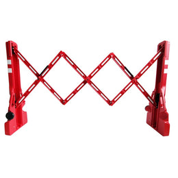 Barrière de sécurité extensible jusqu'à 2m40 - polypropylène, bandes réfléchissantes, lestable