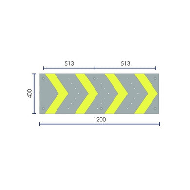 Flèche de signalisation parking en caoutchouc - 400 mm de large, réfléchissants intégrés