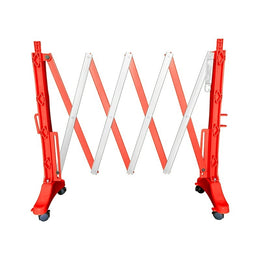 Barrière de sécurité extensible 2 m en polypropylène - noir/jaune, pieds lestés caoutchouc