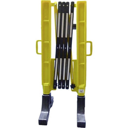 Barrière de sécurité extensible 2 m en polypropylène - noir/jaune, pieds lestés caoutchouc