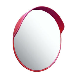 Miroir de sécurité convexe Ø 450 mm avec visière anti-pluie - visibilité 10 m