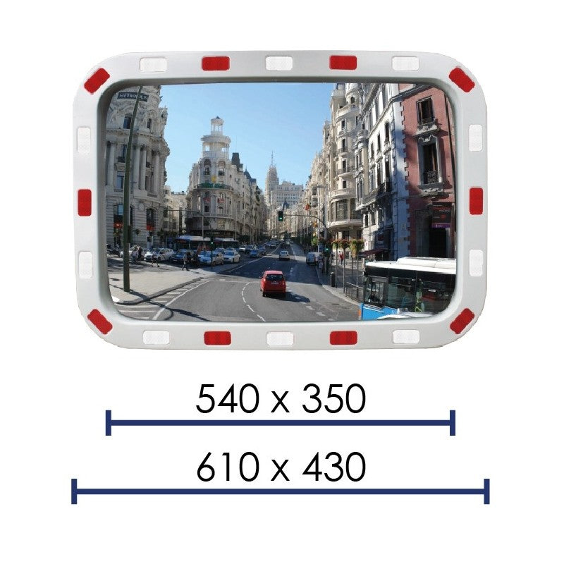 Miroir de sécurité avec bandes réfléchissantes