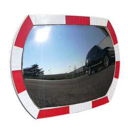 Miroir de sécurité rectangulaire avec bandes réfléchissantes