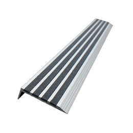 Nez de marche antidérapant en aluminium - revêtement quartz fluorescent, intérieur et extérieur