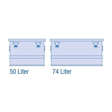 Bac de rangement aluminium avec couvercle - 50L ou 74L