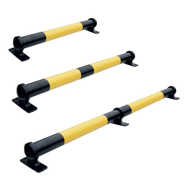 Butée de parking acier et fonte noir/jaune – Ø 75 mm, 3 longueurs
