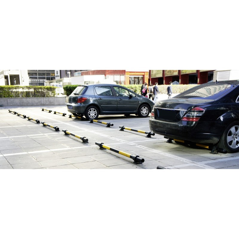 Butée de parking acier et fonte noir/jaune