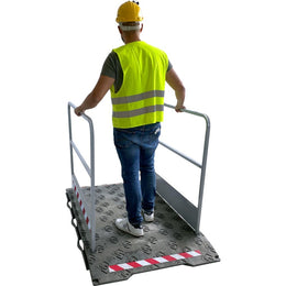 Passerelle de chantier polypropylène + acier - 3 rampants, garde-corps 1 000 mm, L. 2 000 mm