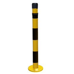Poteau récepteur intérieur acier – 6 sangles en tête, trou fileté panneau, base lestée ou à fixer