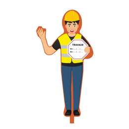 Personnage de signalisation chantier en PEHD - 155 × 75 cm, résistant aux intempéries