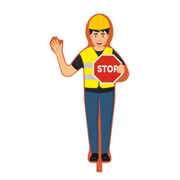 Personnage de signalisation chantier en PEHD - 155 × 75 cm, résistant aux intempéries