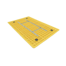 Plaque de chaussée HDPE + renforts acier - 1 220 × 800 mm, patins anti-glisse, jaune
