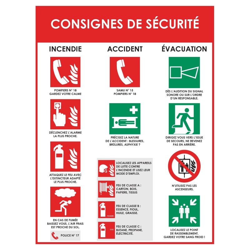 Panneau d'affichage consignes légales