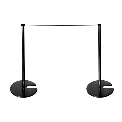 Poteau de délimitation pour exposition et musée – Corde élastique, base lestée, dispositif de blocage