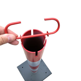 Poteau de balisage acier Ø70mm avec base lestée – finition époxy, 2 accroches chaîne