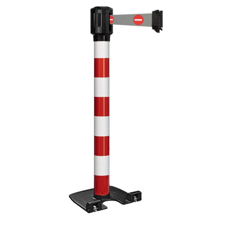 Poteau extérieur chromé base lourde à roulettes - longueur sangle 4m