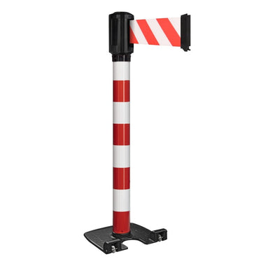 Poteau extérieur chromé base lourde à roulettes - longueur sangle 4m