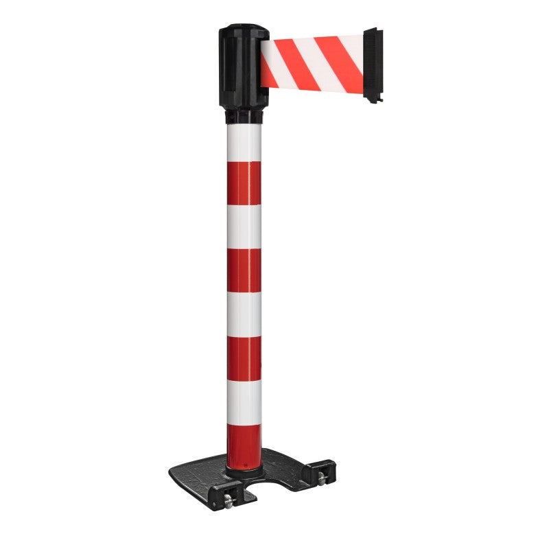 Poteau extérieur chromé base lourde à roulettes - longueur sangle 4m