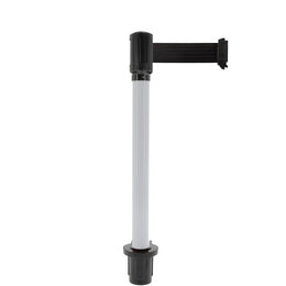 Poteau de guidage chromé à sangle 4m – Base amovible lestée, anti-panique, aluminium Ø80mm