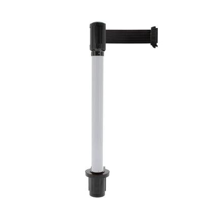 Poteau chromé-sangle 4M noire - base amovible