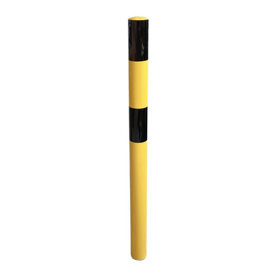 Poteau de protection acier galvanisé à sceller Ø76 mm - H 1 100 mm, noir/jaune