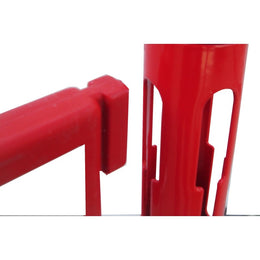 Kit poteaux de balisage ABS avec barrières polypropylène – rouge/blanc, base lestée