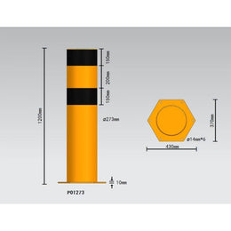 Poteau de protection acier galvanisé à fixer Ø 273 mm - 1 200 mm, platine 430×430, DUERP