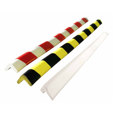 protection d'angle industriel jaune noir rayé en mousse rouge blanc et blanc