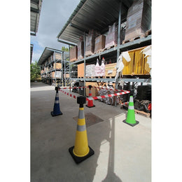 Cône de balisage lesté PVC - base caoutchouc thermoplastique, classe 2 EN 13422, 300 à 900mm