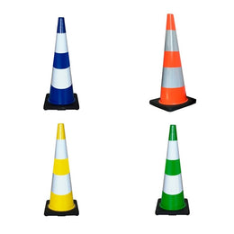 Cône de balisage lesté PVC - base caoutchouc thermoplastique, classe 2 EN 13422, 300 à 900mm