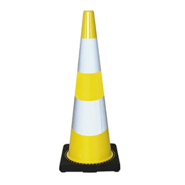 Cône de balisage lesté PVC - base caoutchouc thermoplastique, classe 2 EN 13422, 300 à 900mm