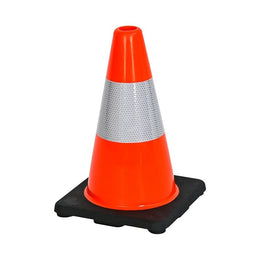Cône de balisage lesté PVC - base caoutchouc thermoplastique, classe 2 EN 13422, 300 à 900mm