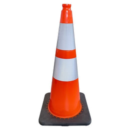 Cône de balisage lesté PVC - base caoutchouc thermoplastique, classe 2 EN 13422, 300 à 900mm