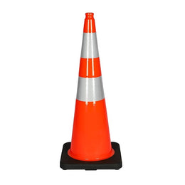 Cône de balisage lesté PVC - base caoutchouc thermoplastique, classe 2 EN 13422, 300 à 900mm