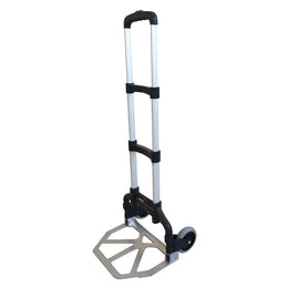 Diable de manutention pliable en aluminium – Roues 135 mm et bavette 210×380 mm