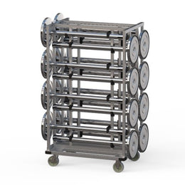 Chariot de transport pour 16 poteaux tubes 75–80mm – acier laqué, roues 125mm
