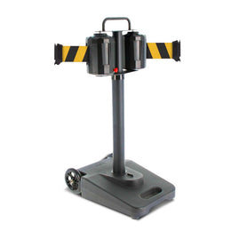 Chariot de délimitation à sangle grande longueur – 1 ou 2 sangles, 15m ou 20m, rouge/blanc ou noir/jaune