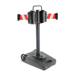 Chariot de délimitation à sangle grande longueur – 1 ou 2 sangles, 15m ou 20m, rouge/blanc ou noir/jaune