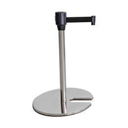 Poteau de guidage musée à sangle fine – Hauteur 600 ou 900mm, base lestée, sangle 30mm