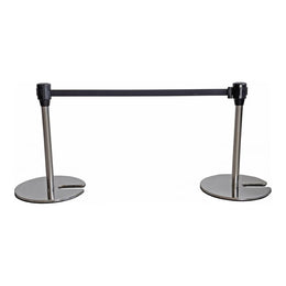 Poteau de guidage musée à sangle fine – Hauteur 600 ou 900mm, base lestée, sangle 30mm