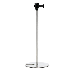 Poteau de guidage musée à sangle fine – Hauteur 600 ou 900mm, base lestée, sangle 30mm