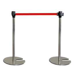 Poteau de guidage musée à sangle fine – Hauteur 600 ou 900mm, base lestée, sangle 30mm