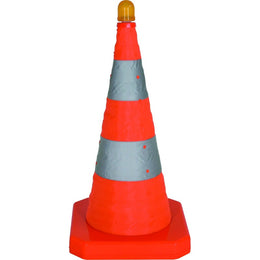Cône de signalisation pliant et lumineux - 62cm, classe 2, lampe LED clignotante, sacoche incluse