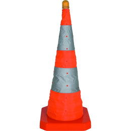Cône de signalisation pliant et lumineux - 62cm, classe 2, lampe LED clignotante, sacoche incluse