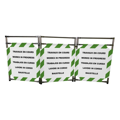 Barrière d'intervention 3 panneaux – PVC ou Inox 304, H. 1 000 ou 1 800 mm