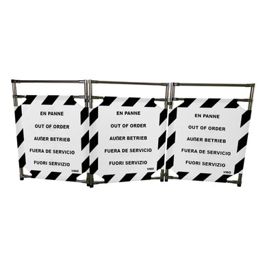 Barrière d'intervention 3 panneaux – PVC ou Inox 304, H. 1 000 ou 1 800 mm
