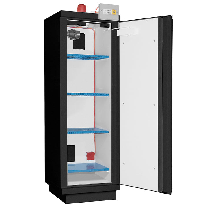 Armoire anti-feu 90 min batteries lithium haute 1 porte – Alarme + recharge – Blanc