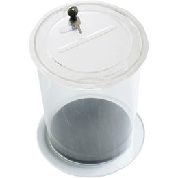 Urne ronde en PMMA transparent avec clés - 15L à 50L