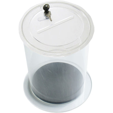 Urne ronde en PMMA transparent avec clés - 15L à 50L