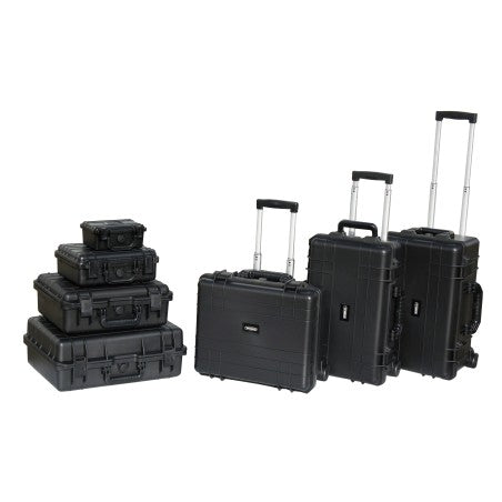 Valise étanche IP67 sur roulettes avec poignée télescopique et mousse prédécoupée